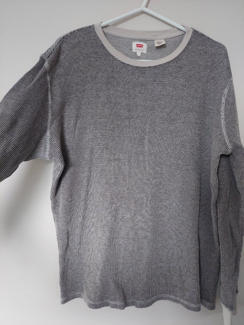 Levi's Men's L Long-sleeve Textured Waffle-knit thermaMicro-stripe Cotton Shirt